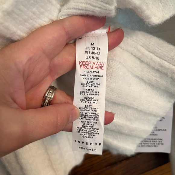 NWT Topshop Knit Collar Button Down Cardigan in Ivory, Medium 8/10 - Picture 5 of 7